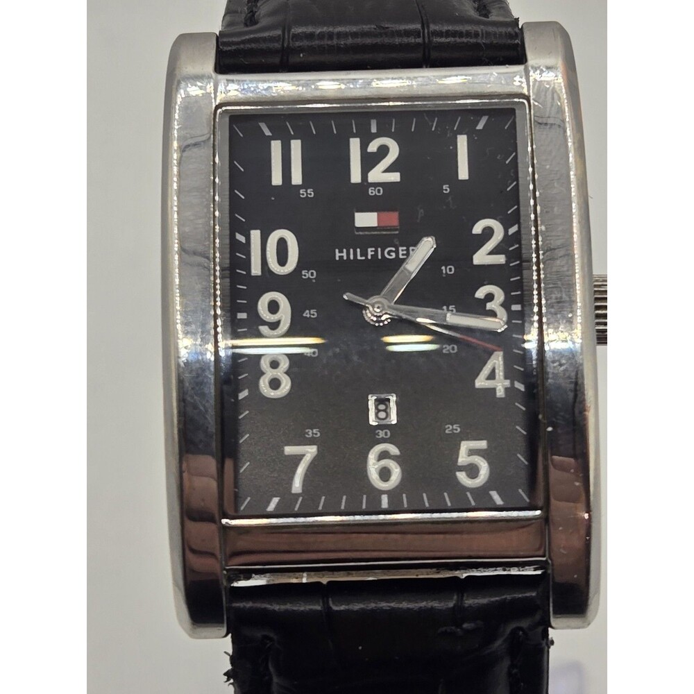 Tommy Hilfiger Large Classic Men's Tank Watch. New Leather Band. New Battery
